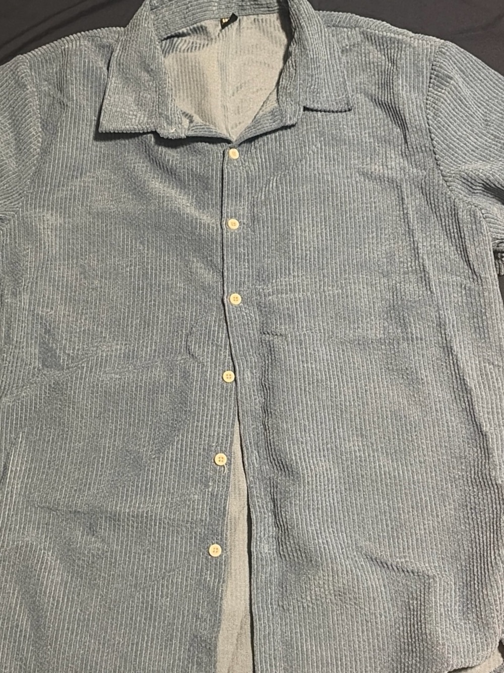 Light Blue Corduroy Button-Up Shirt